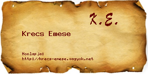 Krecs Emese névjegykártya